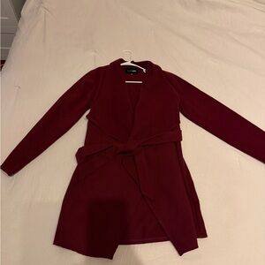 Burgundy Open Front Jacket